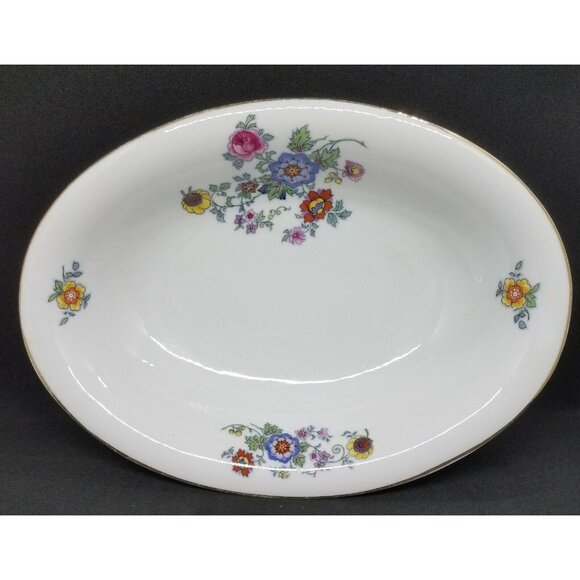 Bohemia Ceramic Works Floral Oval Vegetable Serving Dish Czechoslovakian 1945 - Picture 1 of 8